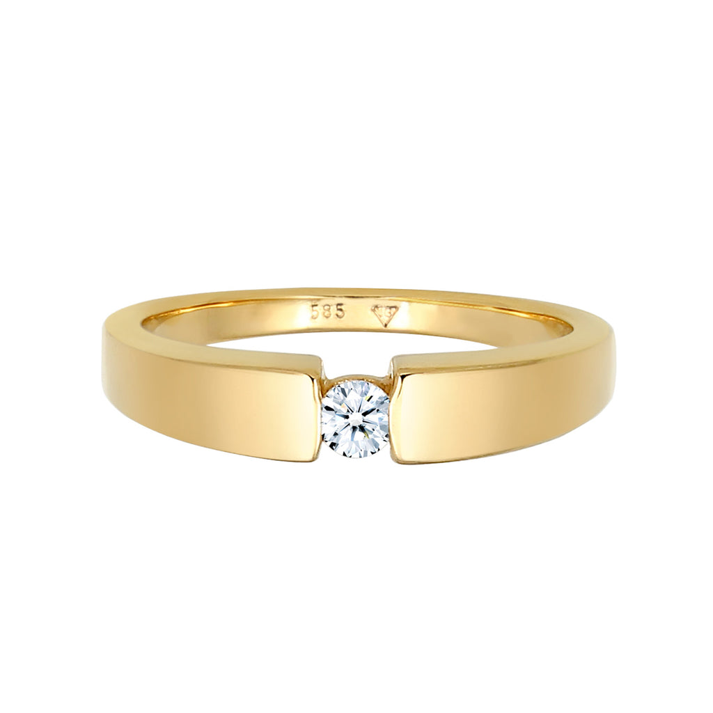 Gold - Elli DIAMONDS | Solitär-Ring | Diamant ( Weiß, 0,11 ct ) | 585 Gelbgold