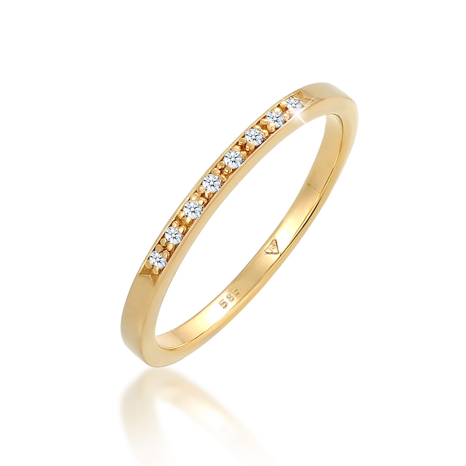 Weiß - Elli DIAMONDS | Bandring | Diamant ( Weiß, 0,04 ct ) | 585 Gelbgold