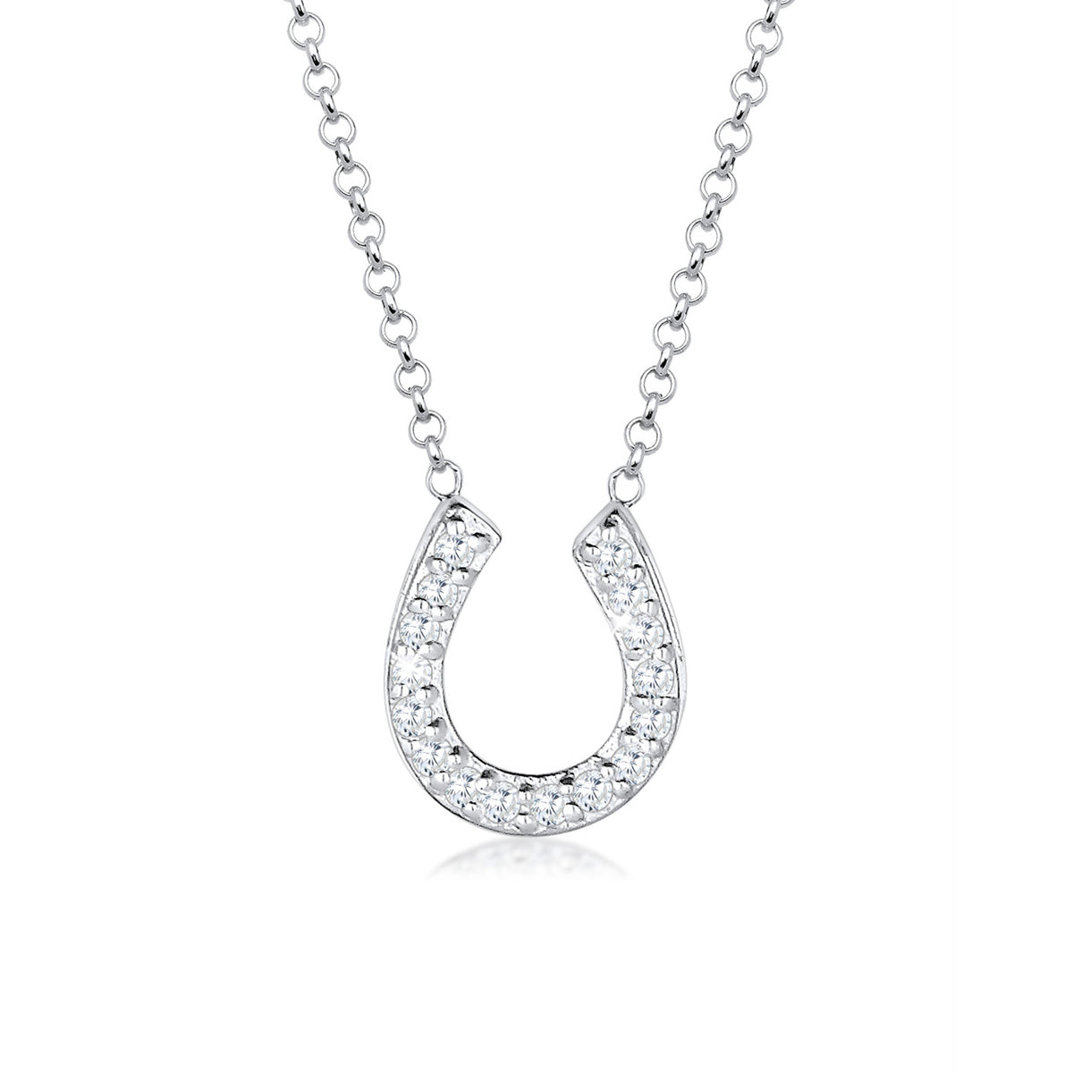 Weiß - Elli | Halskette Hufeisen | Zirkonia (Weiß) | 925er Sterling Silber