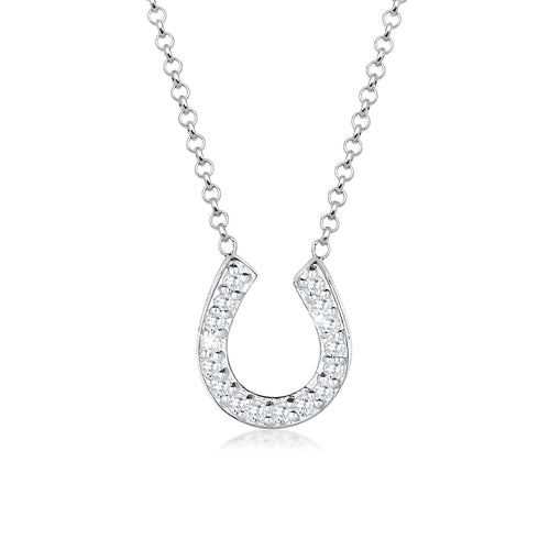 Weiß - Elli | Halskette Hufeisen | Zirkonia (Weiß) | 925er Sterling Silber