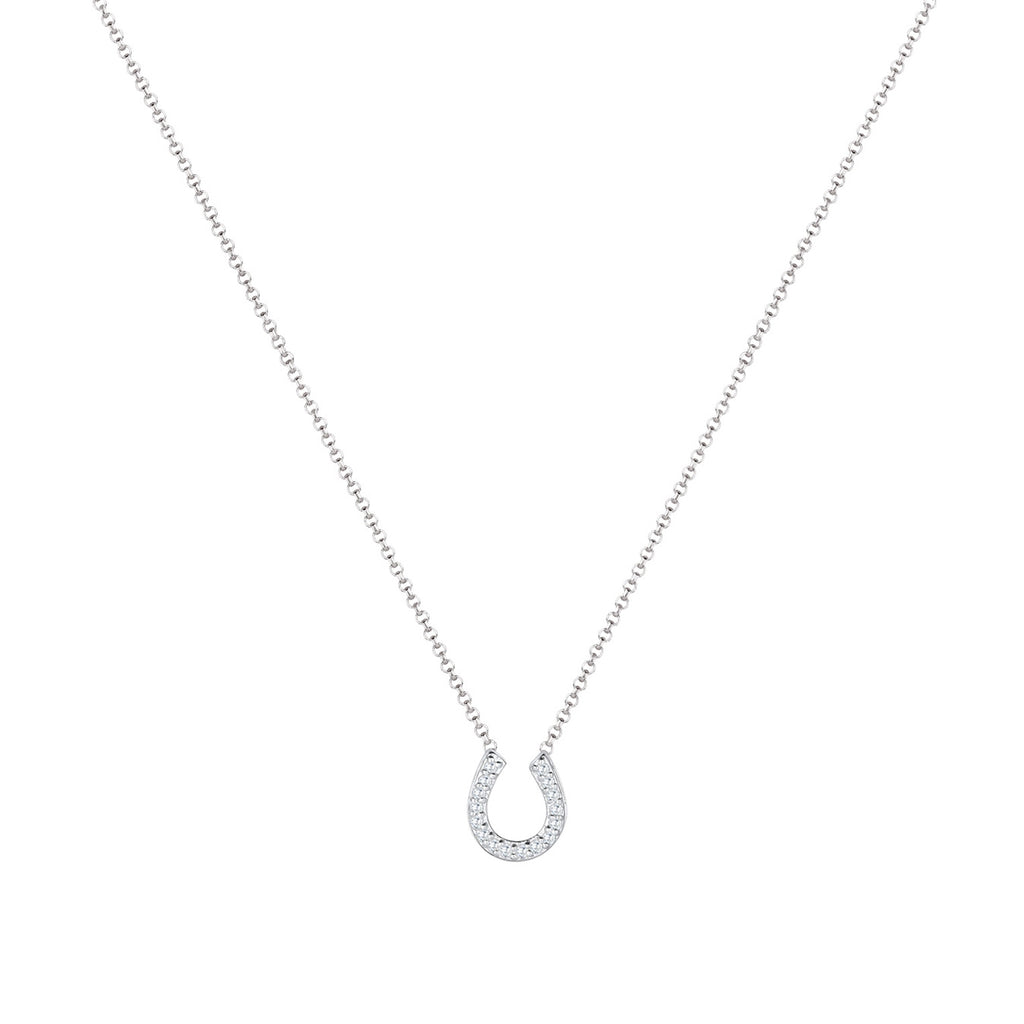 Weiß - Elli | Halskette Hufeisen | Zirkonia (Weiß) | 925er Sterling Silber