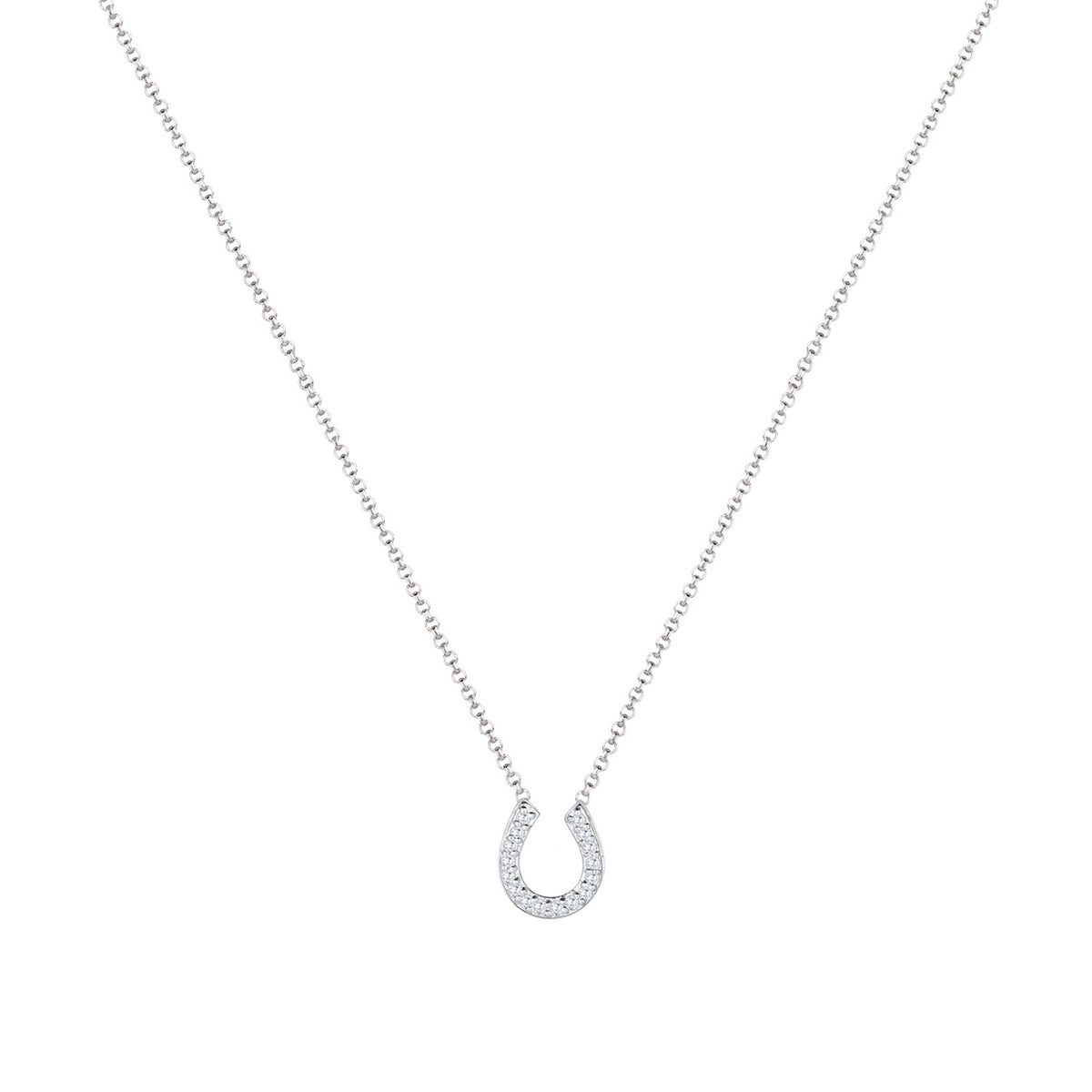 Weiß - Elli | Halskette Hufeisen | Zirkonia (Weiß) | 925er Sterling Silber