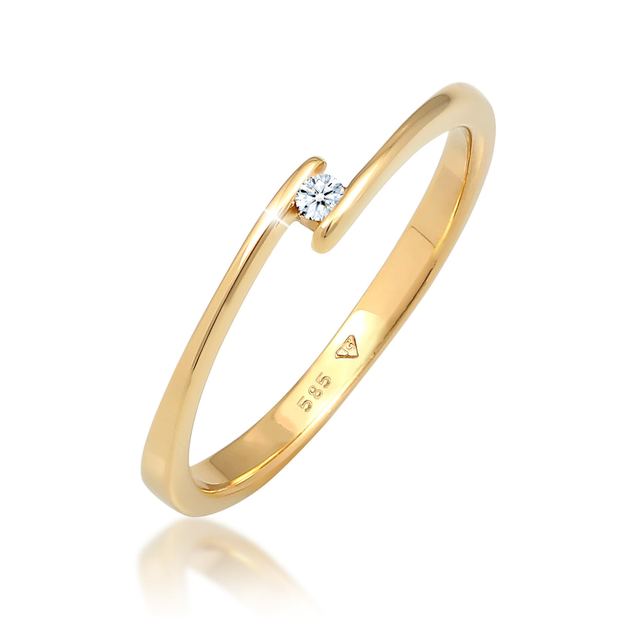 Gold - Elli DIAMONDS | Solitär-Ring | Diamant ( Weiß, 0,03 ct ) | 585 Gelbgold