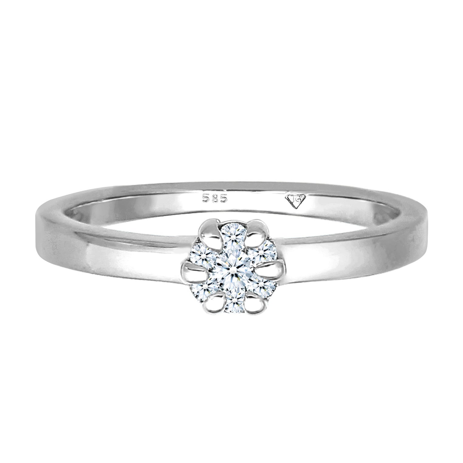Silber - Elli DIAMONDS | Verlobungsring | Diamant ( Weiß, 0,12 ct ) | 585 Weißgold