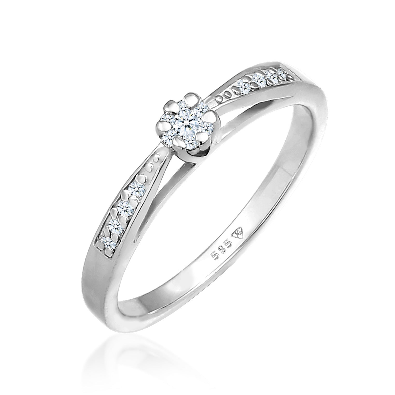 Silber - Elli DIAMONDS | Verlobungsring | Diamant ( Weiß, 0,085 ct ) | 585 Weißgold
