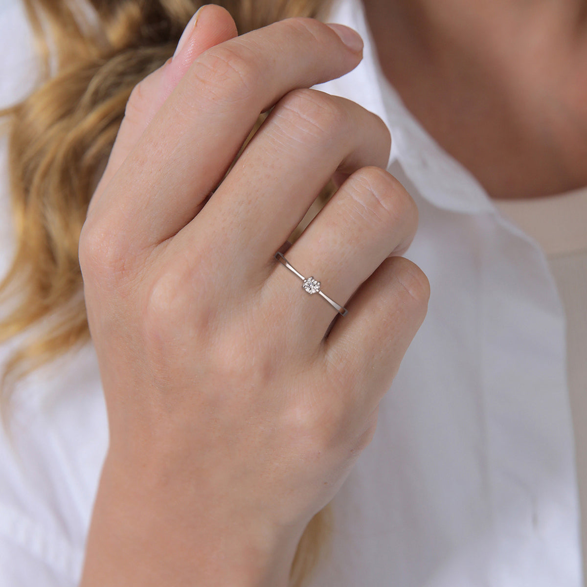 Weiß - Elli DIAMONDS | Verlobungsring | Diamant ( Weiß, 0,11 ct ) | 585 Weißgold