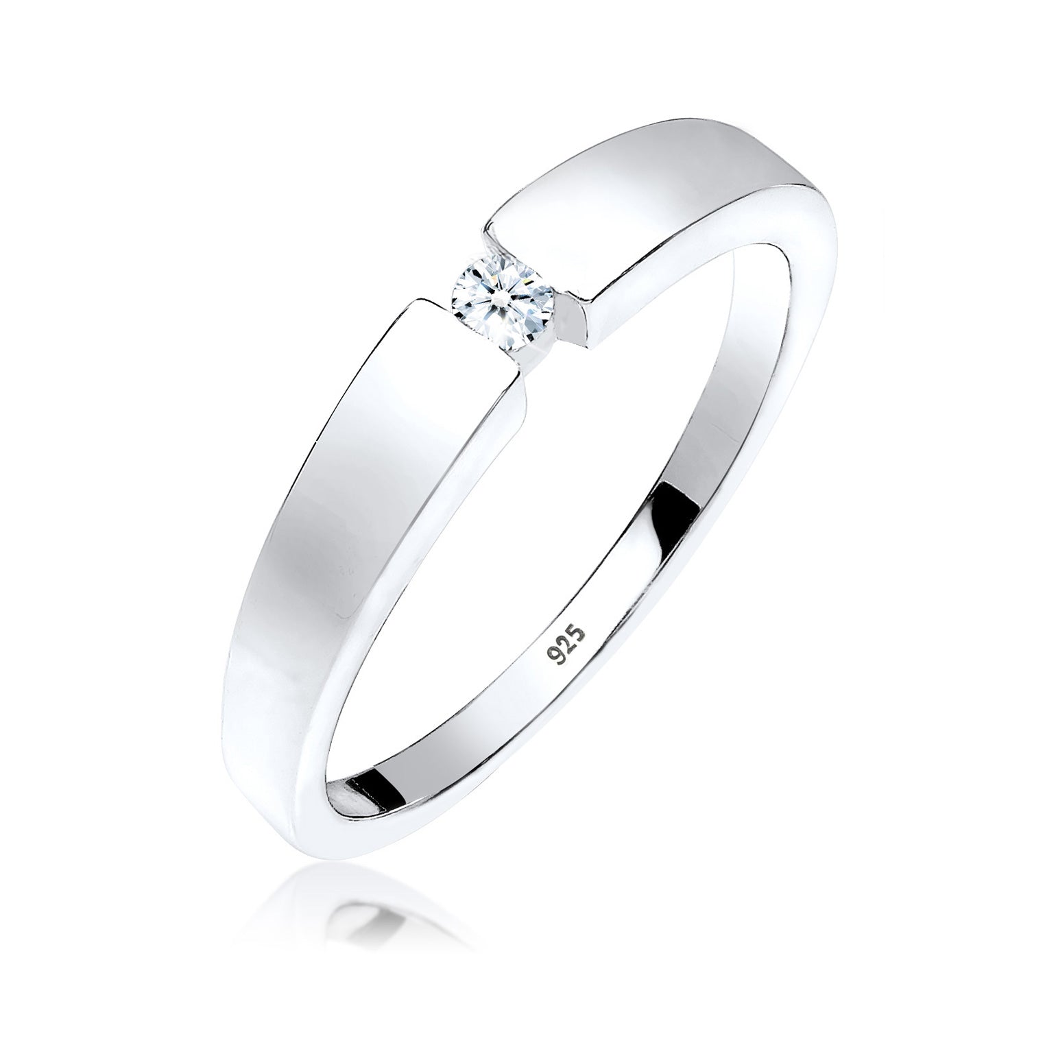 Weiß - Elli DIAMONDS | Solitär-Ring | Diamant (Weiß, 0.06 ct.) | 925er Sterling Silber