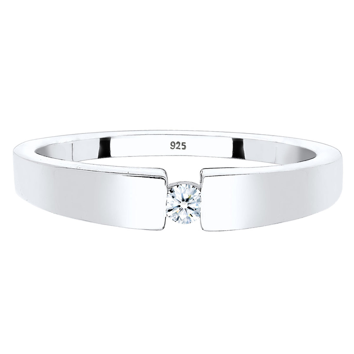 Weiß - Elli DIAMONDS | Solitär-Ring | Diamant (Weiß, 0.06 ct.) | 925er Sterling Silber