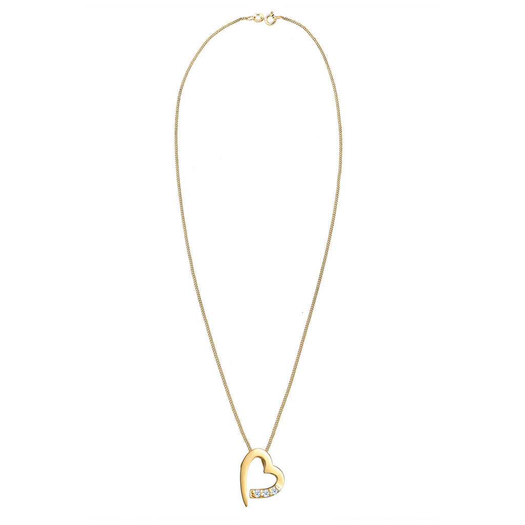 Gold - Elli DIAMONDS | Halskette Cut-Out Herz | Diamant (Weiß, 0,045 ct) | 585 Gelbgold