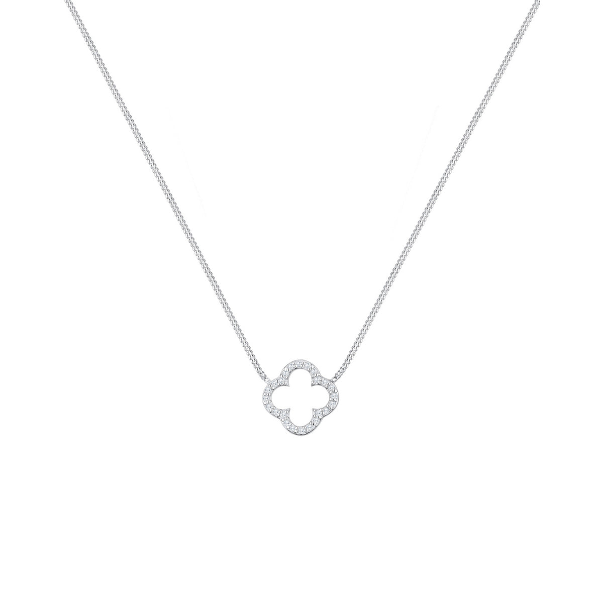 Weiß - Elli | Halskette Kleeblatt | Zirkonia (Weiß) | 925er Sterling Silber