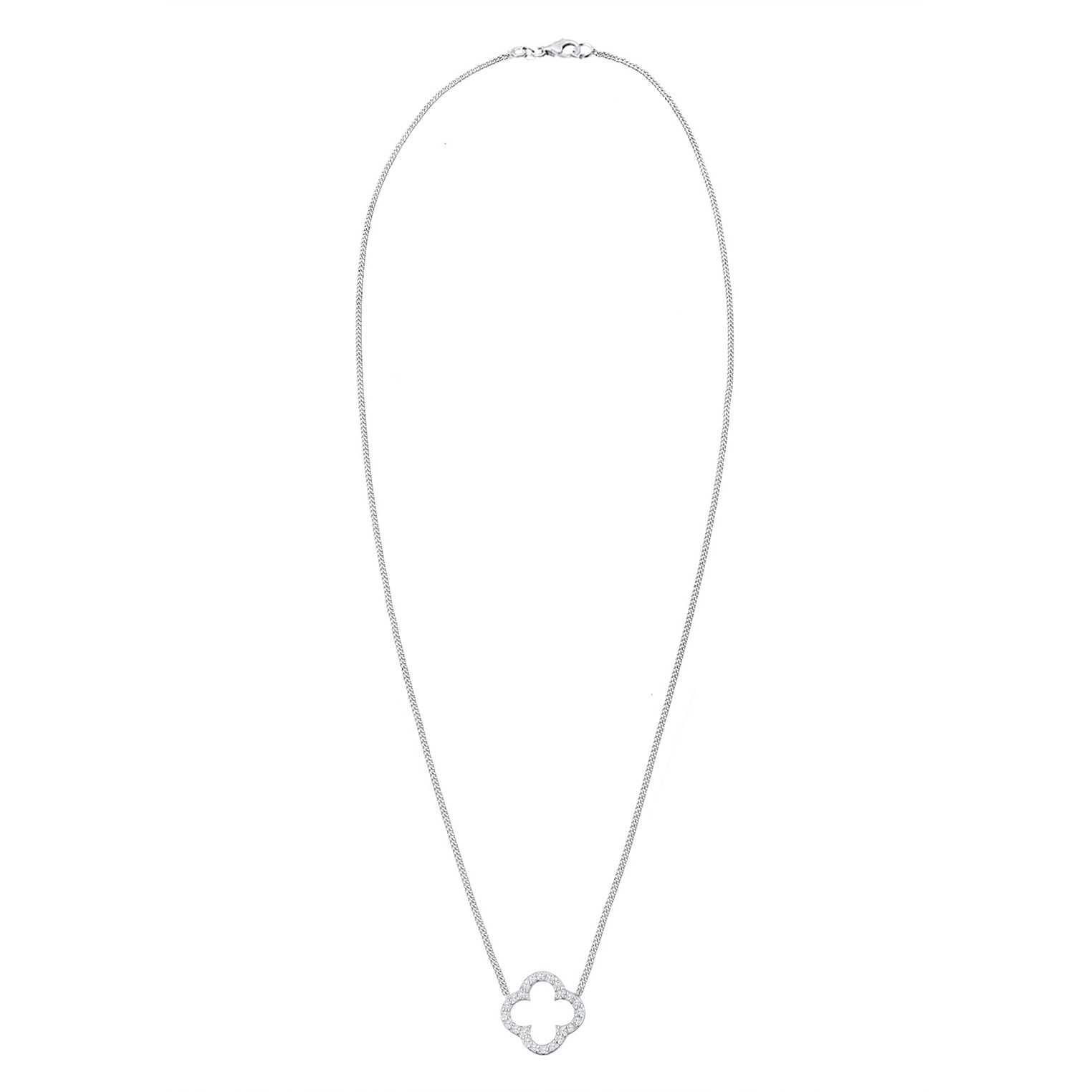 Weiß - Elli | Halskette Kleeblatt | Zirkonia (Weiß) | 925er Sterling Silber
