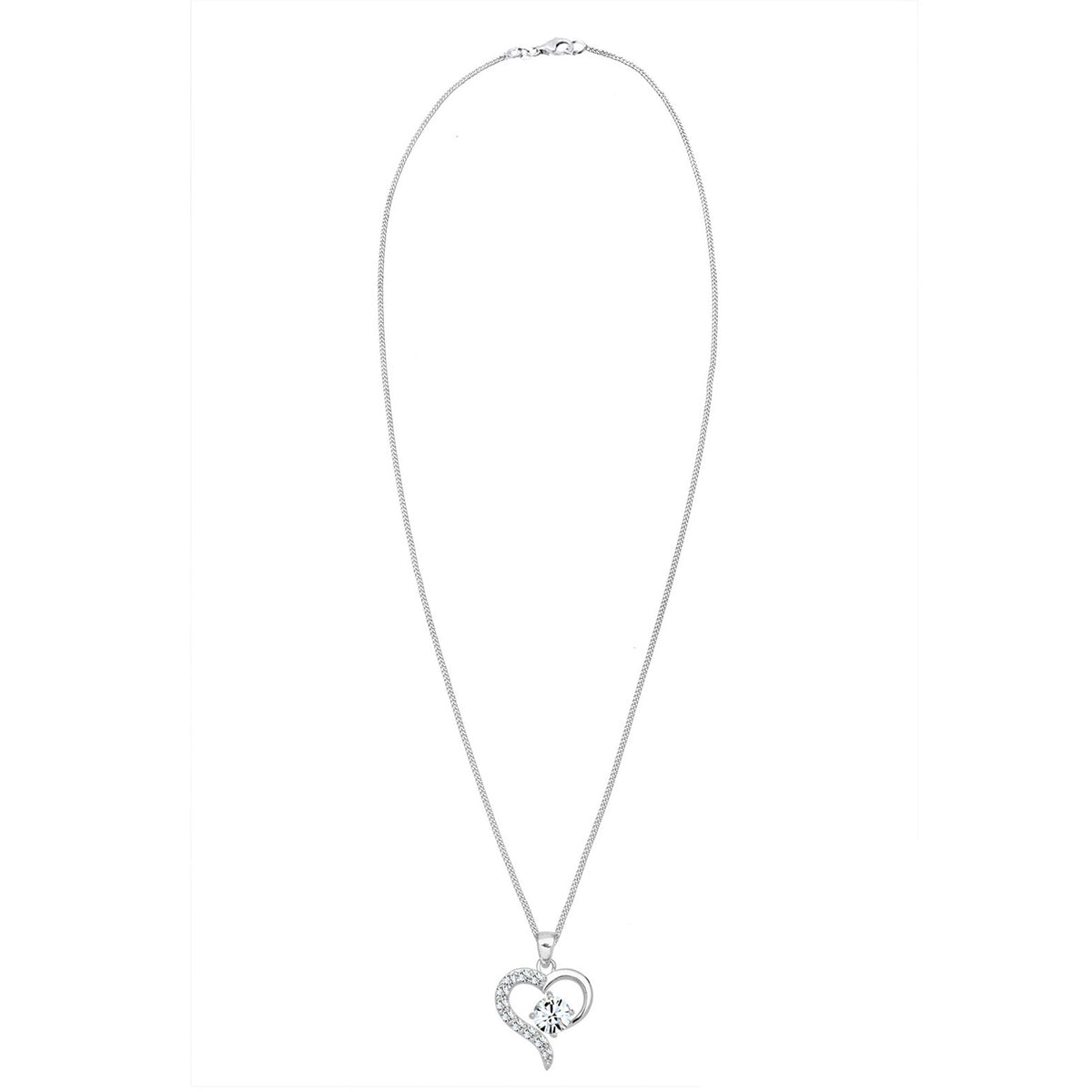 Silber - Elli | Halskette Herz Cut-Out | Mit Kristallen von Swarovski® (Weiß) | 925er Sterling Silber