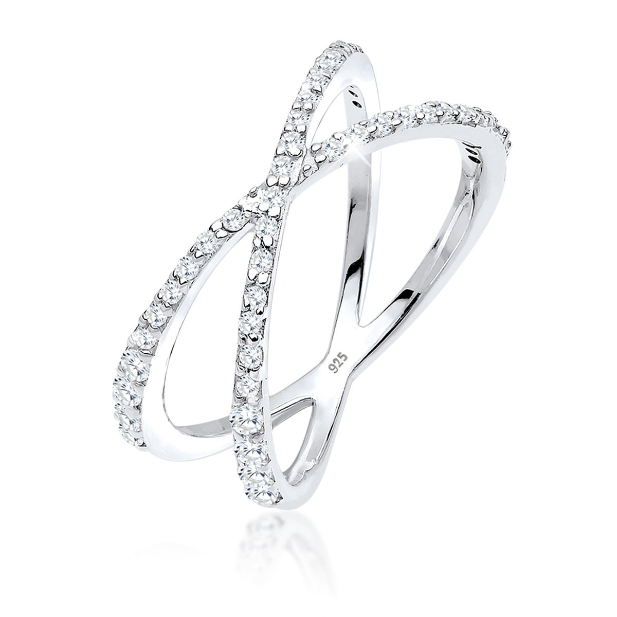 Weiß - Elli | Ring Kreuz | Zirkonia ( Weiß ) | 925er Sterling Silber