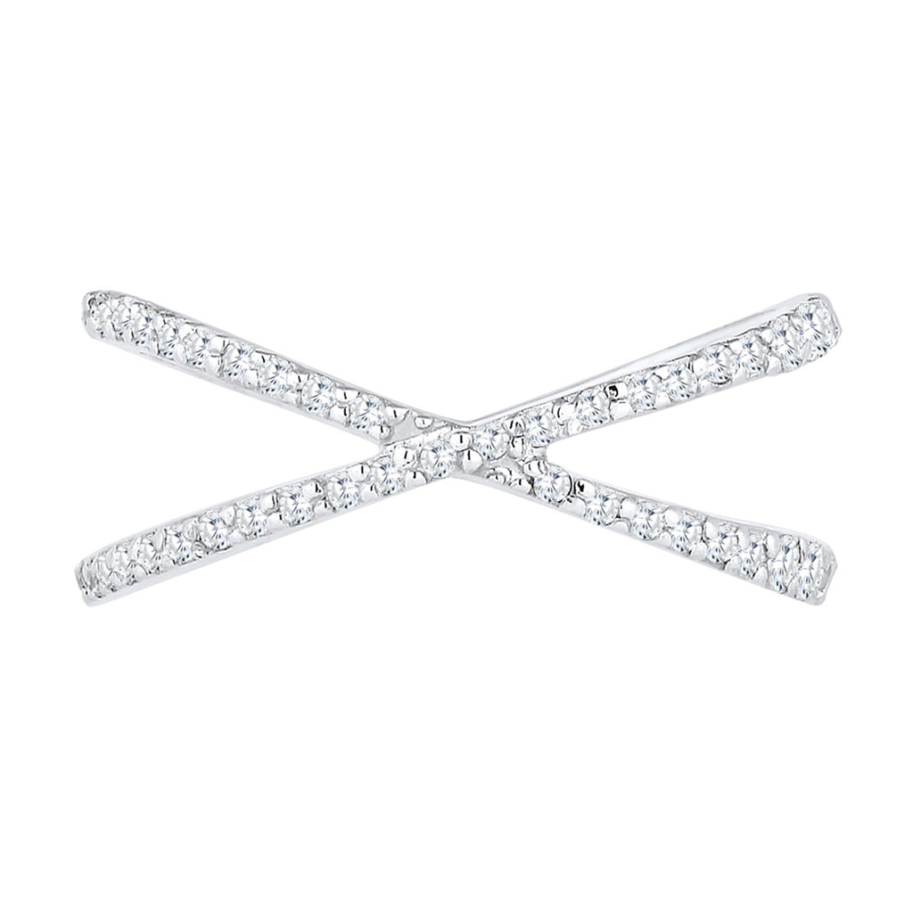 Weiß - Elli | Ring Kreuz | Zirkonia ( Weiß ) | 925er Sterling Silber