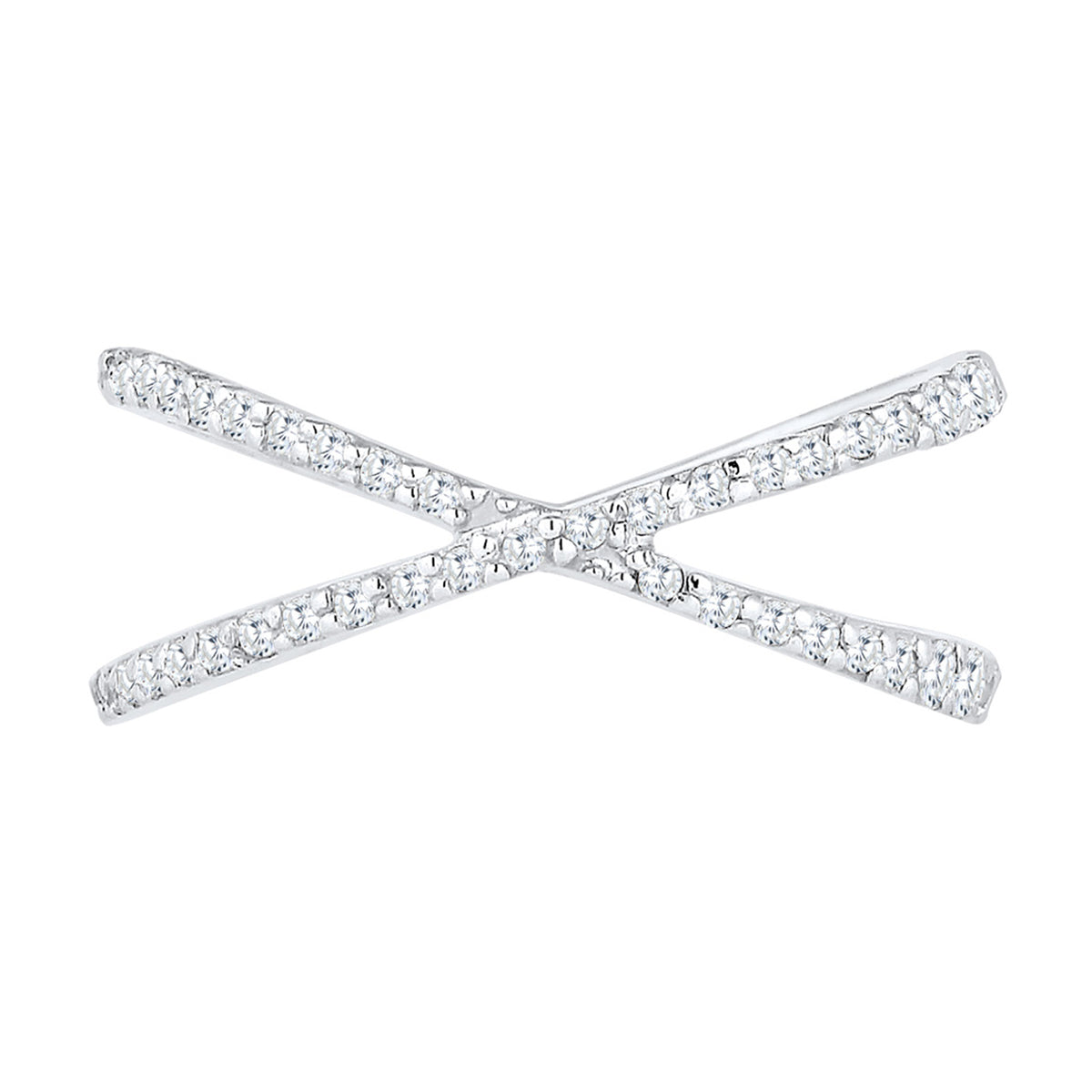 Weiß - Elli | Ring Kreuz | Zirkonia ( Weiß ) | 925er Sterling Silber