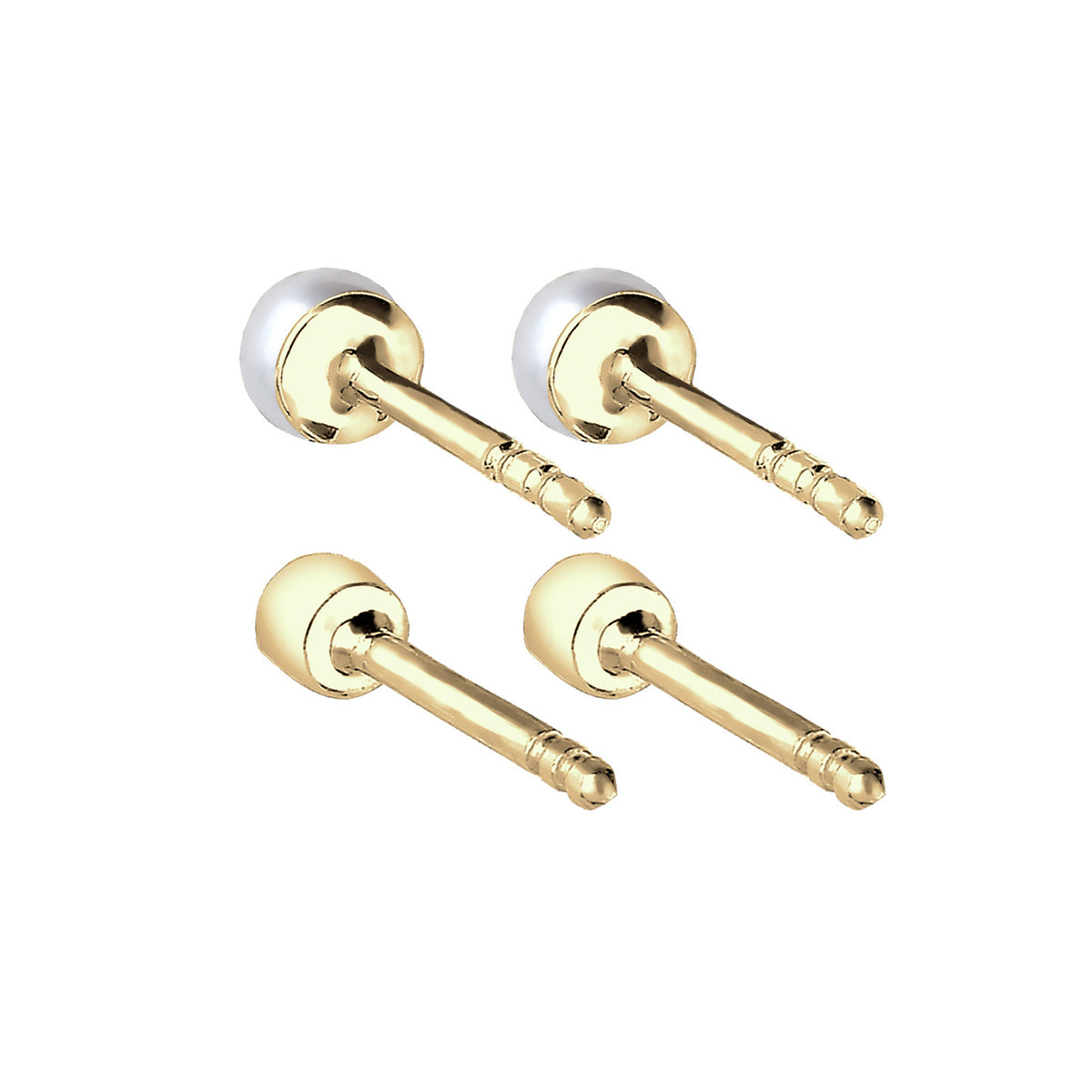 Gold - Elli DIAMONDS | Ohrringset | Süßwasserperle, Diamant ( Weiß, 0,06 ct ) | 375 Gelbgold