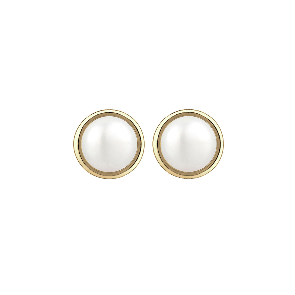 Weiß - Elli PREMIUM | Ohrstecker | Süßwasserperle | 375 Gelbgold