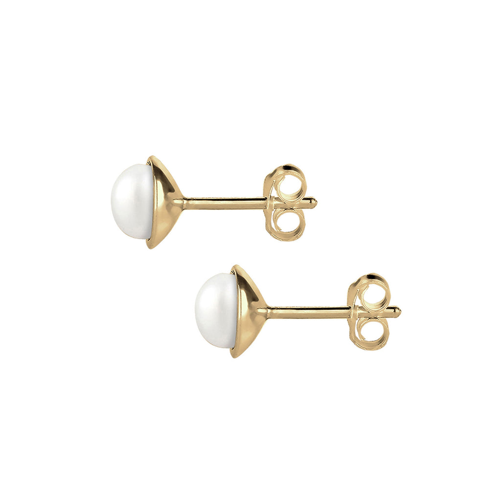 Weiß - Elli PREMIUM | Ohrstecker | Süßwasserperle | 375 Gelbgold
