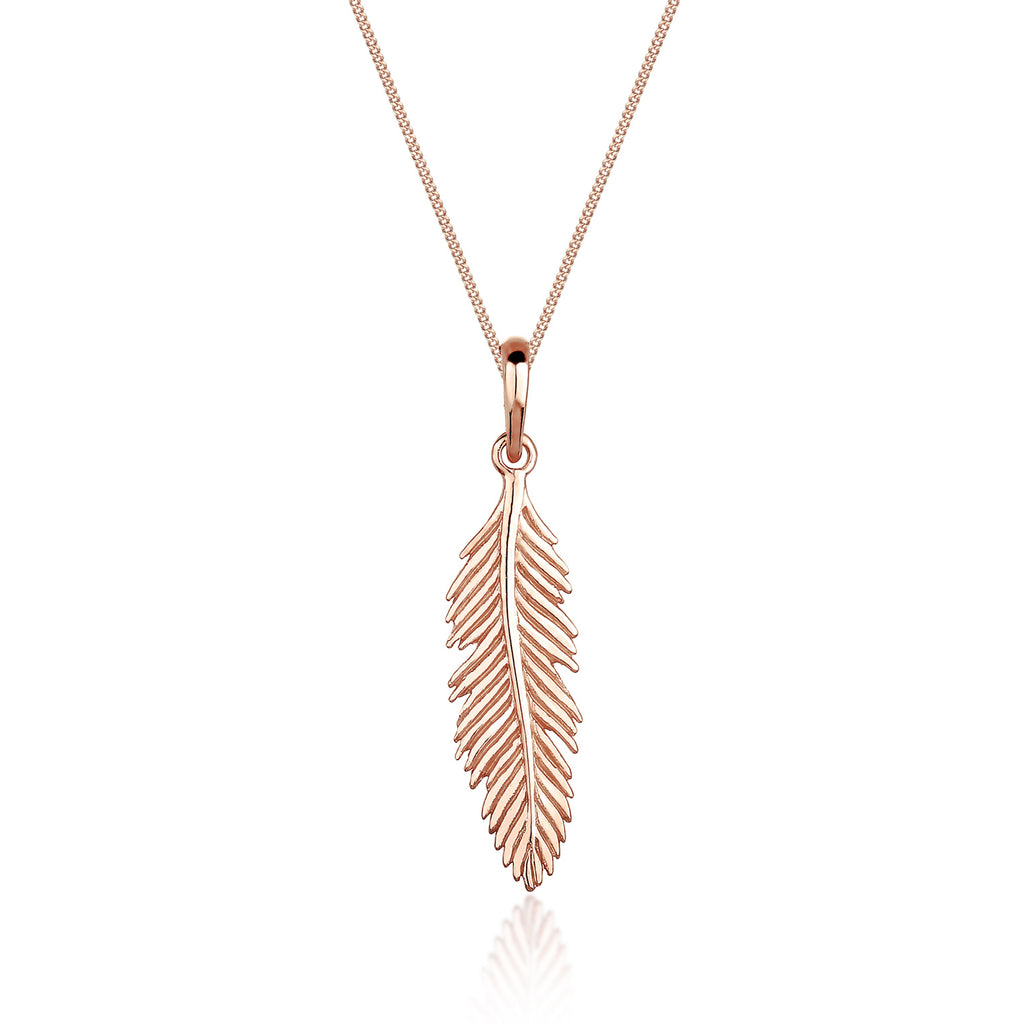 Roségold - Elli | Halskette Feder | 925 Sterling Silber Rosegold