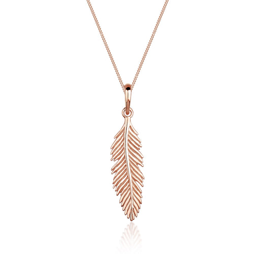 Roségold - Elli | Halskette Feder | 925 Sterling Silber Rosegold