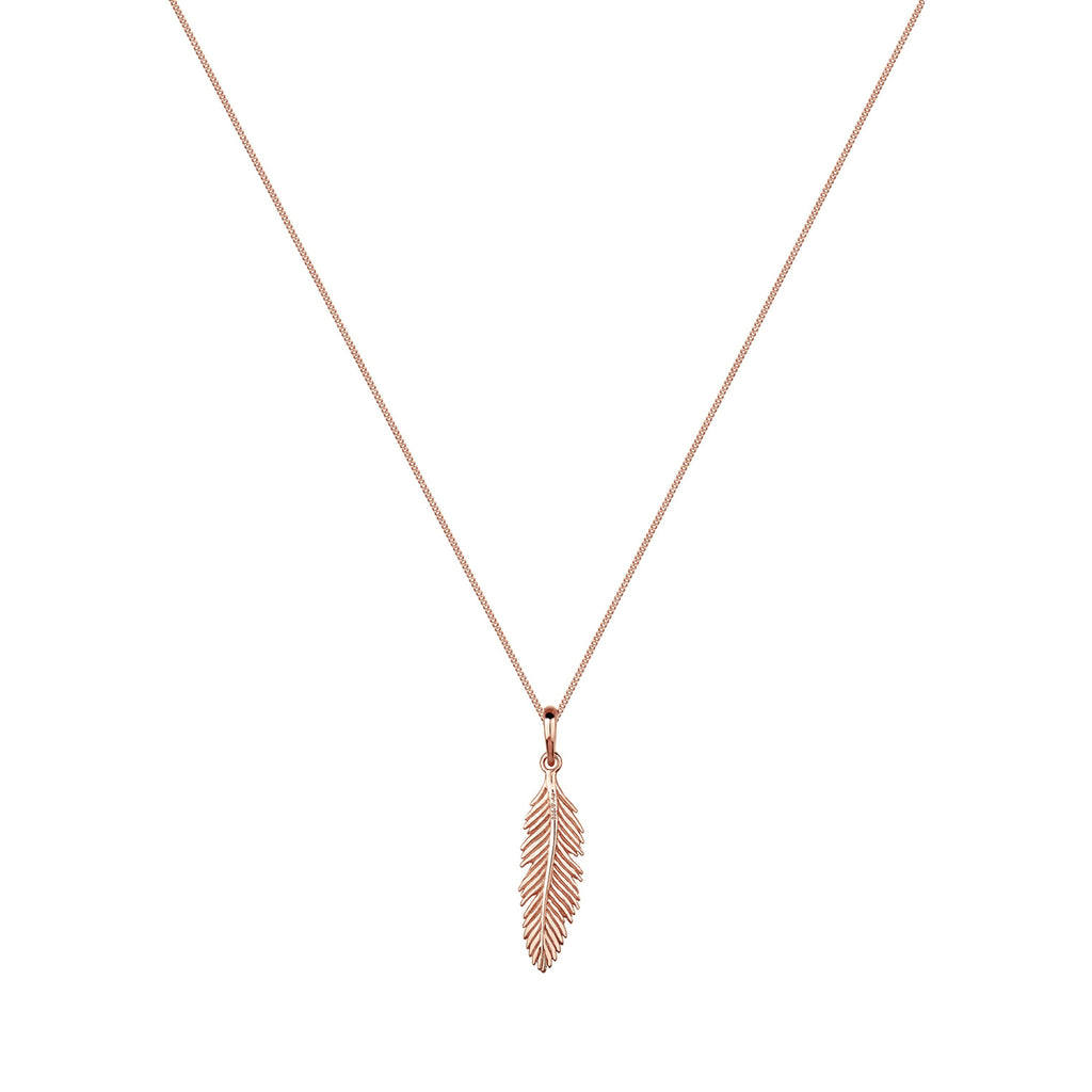 Roségold - Elli | Halskette Feder | 925 Sterling Silber Rosegold