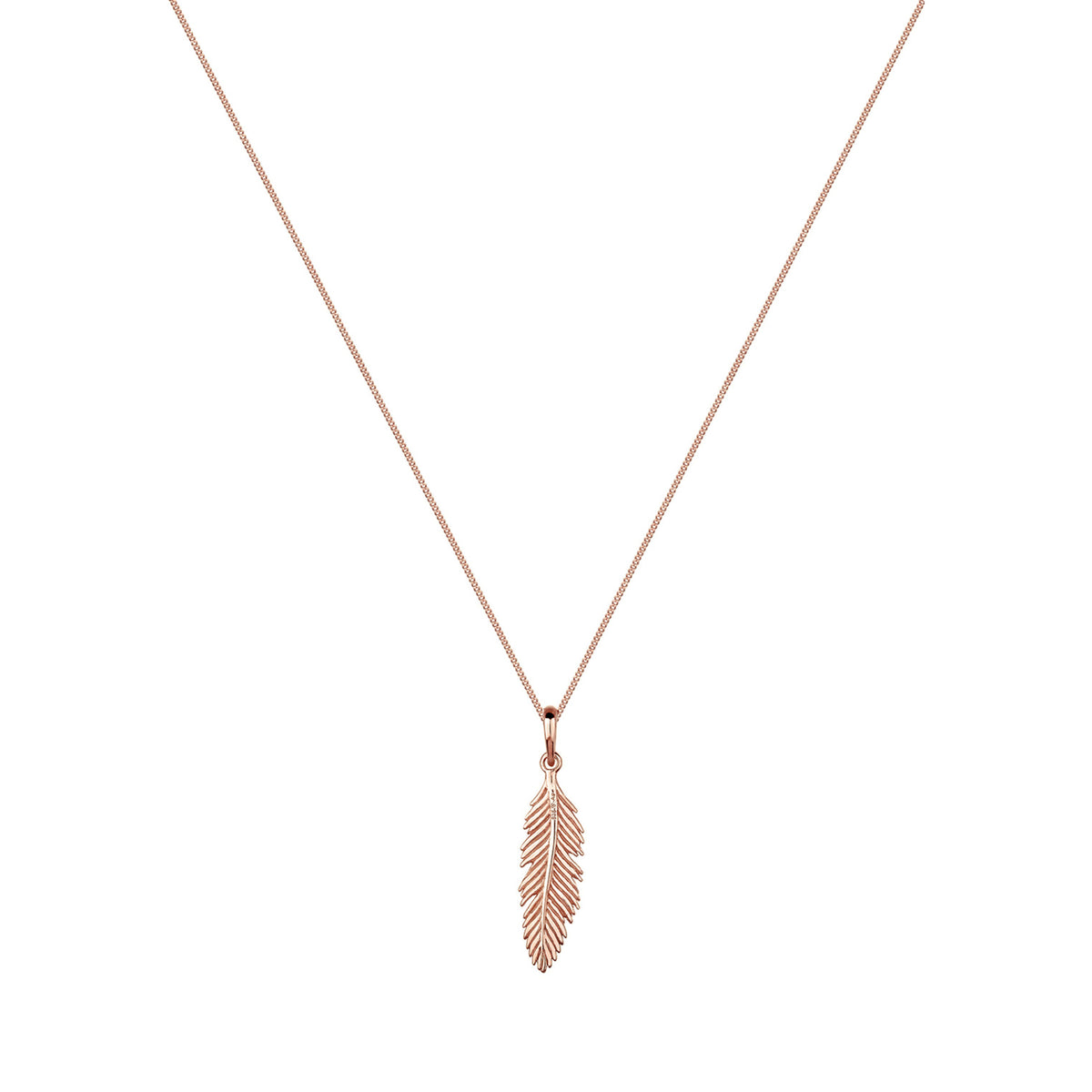 Roségold - Elli | Halskette Feder | 925 Sterling Silber Rosegold