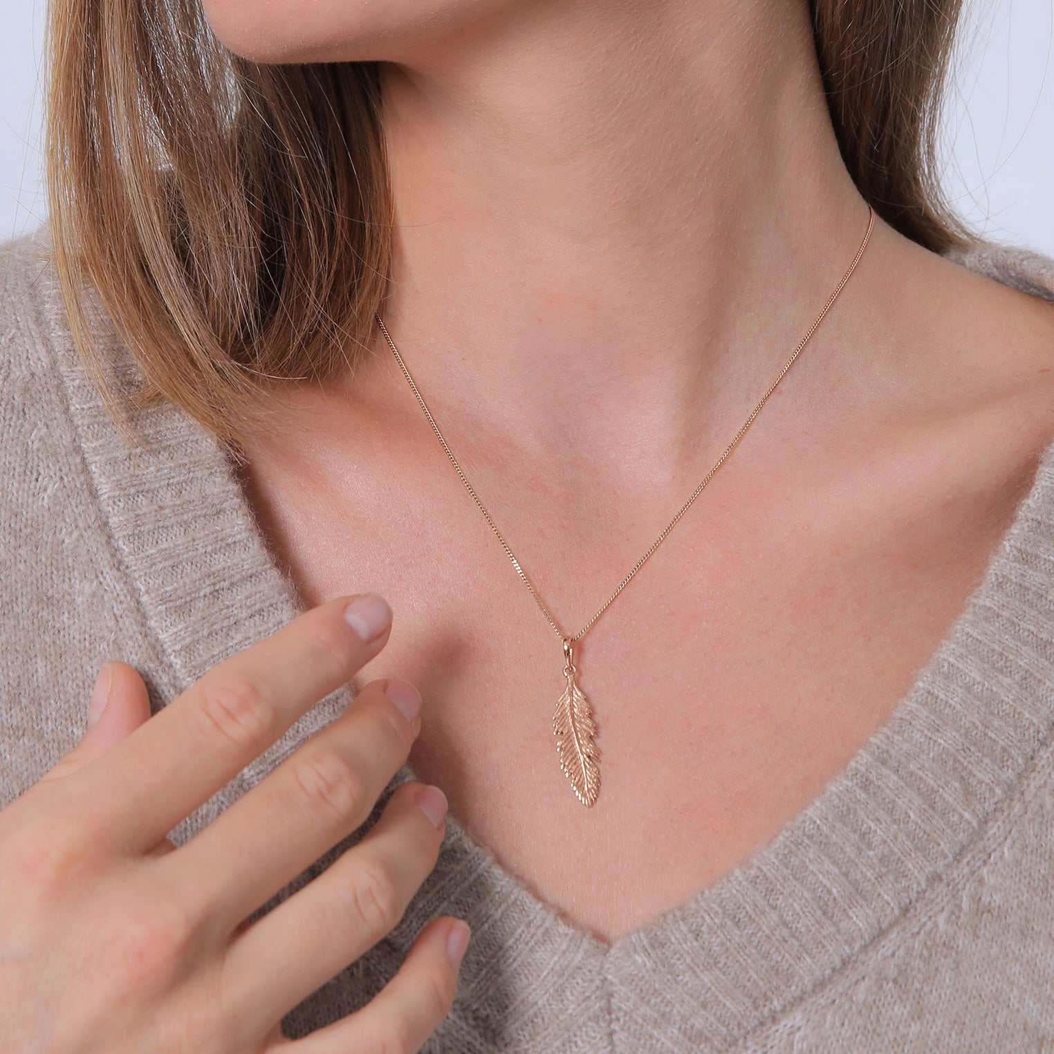 Roségold - Elli | Halskette Feder | 925 Sterling Silber Rosegold