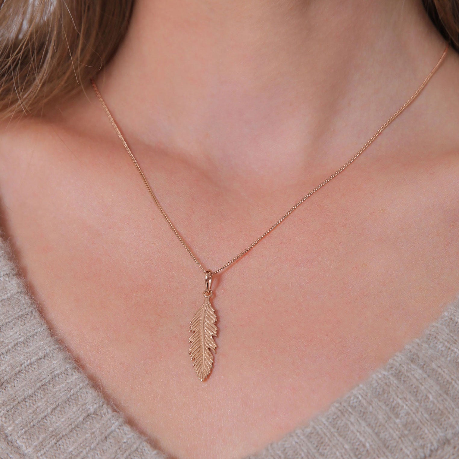 Roségold - Elli | Halskette Feder | 925 Sterling Silber Rosegold