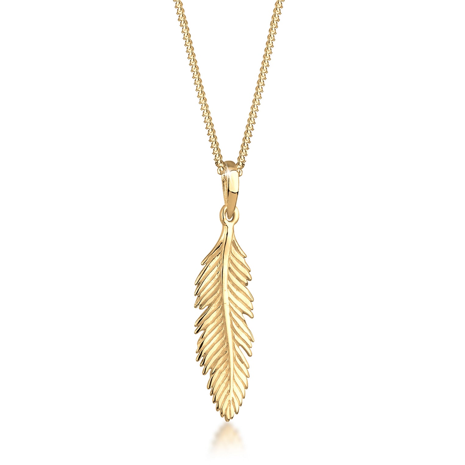 Gold - Elli | Halskette Feder | 925 Sterling Silber vergoldet