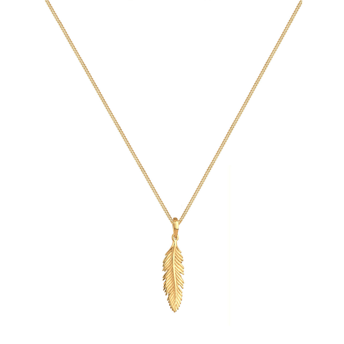 Gold - Elli | Halskette Feder | 925 Sterling Silber vergoldet