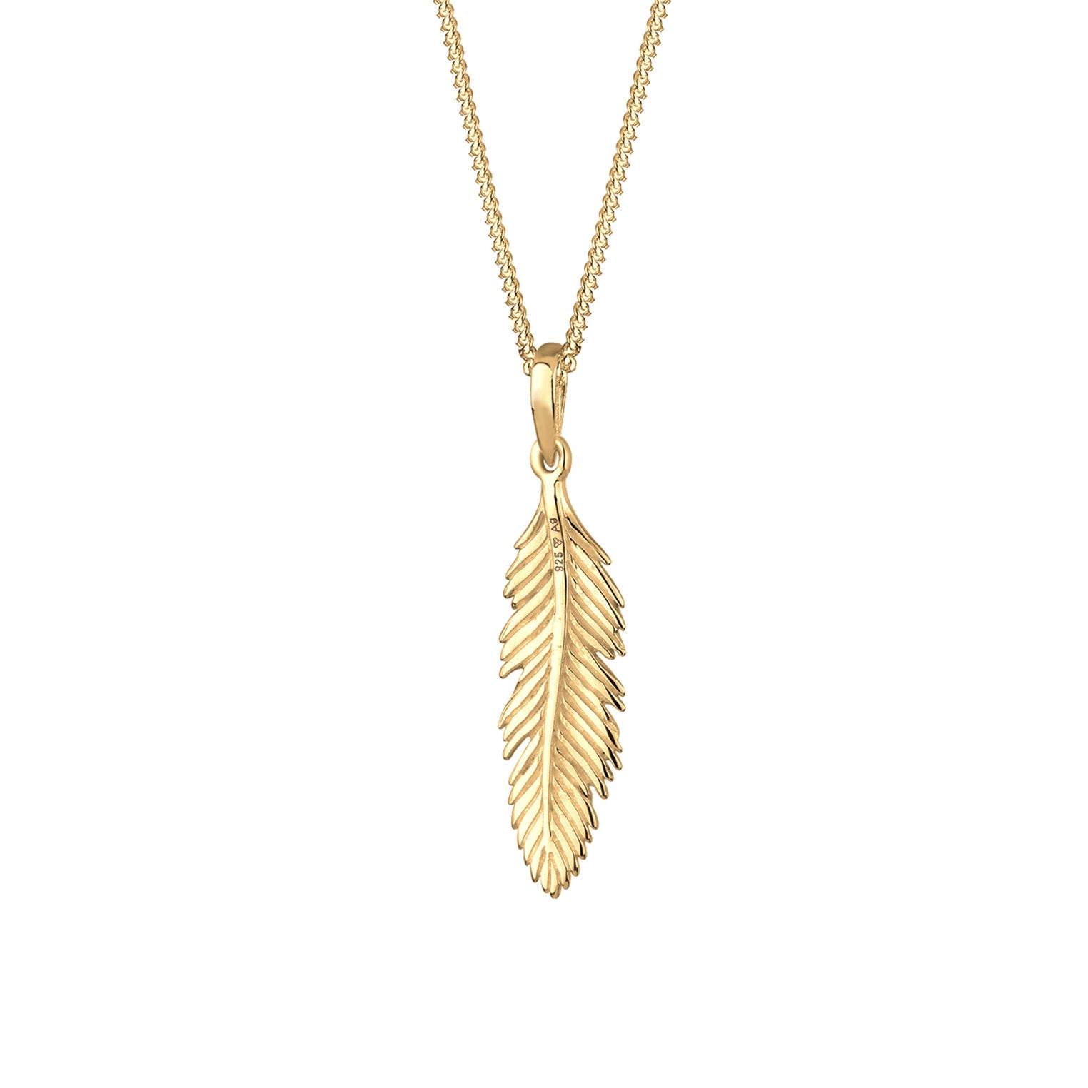 Gold - Elli | Halskette Feder | 925 Sterling Silber vergoldet