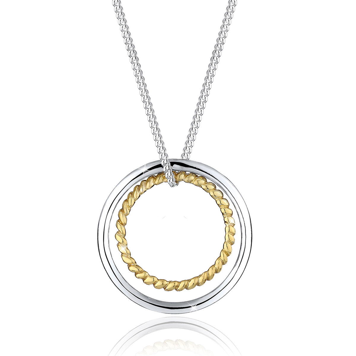 Zweifarbig - Elli | Lange Halskette | 925 Sterling Silber vergoldet