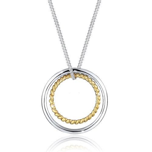 Zweifarbig - Elli | Lange Halskette | 925 Sterling Silber vergoldet