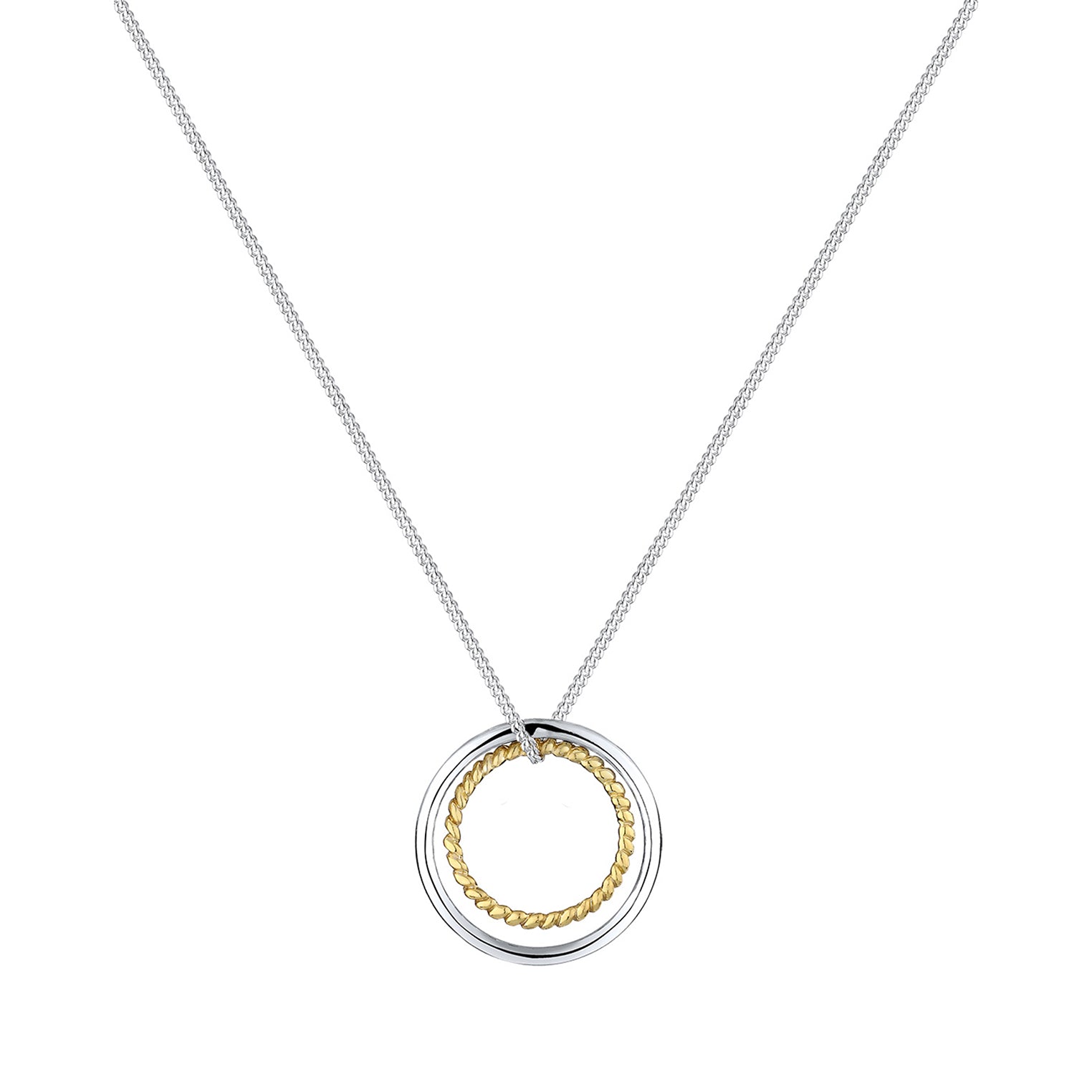 Zweifarbig - Elli | Lange Halskette | 925 Sterling Silber vergoldet