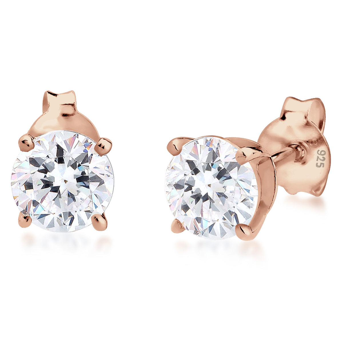 Roségold - Elli | Ohrstecker | Kristall ( Weiß ) | 925 Sterling Silber Rosegold
