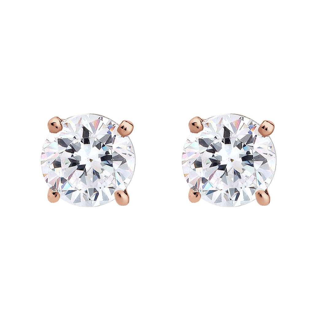 Roségold - Elli | Ohrstecker | Kristall ( Weiß ) | 925 Sterling Silber Rosegold