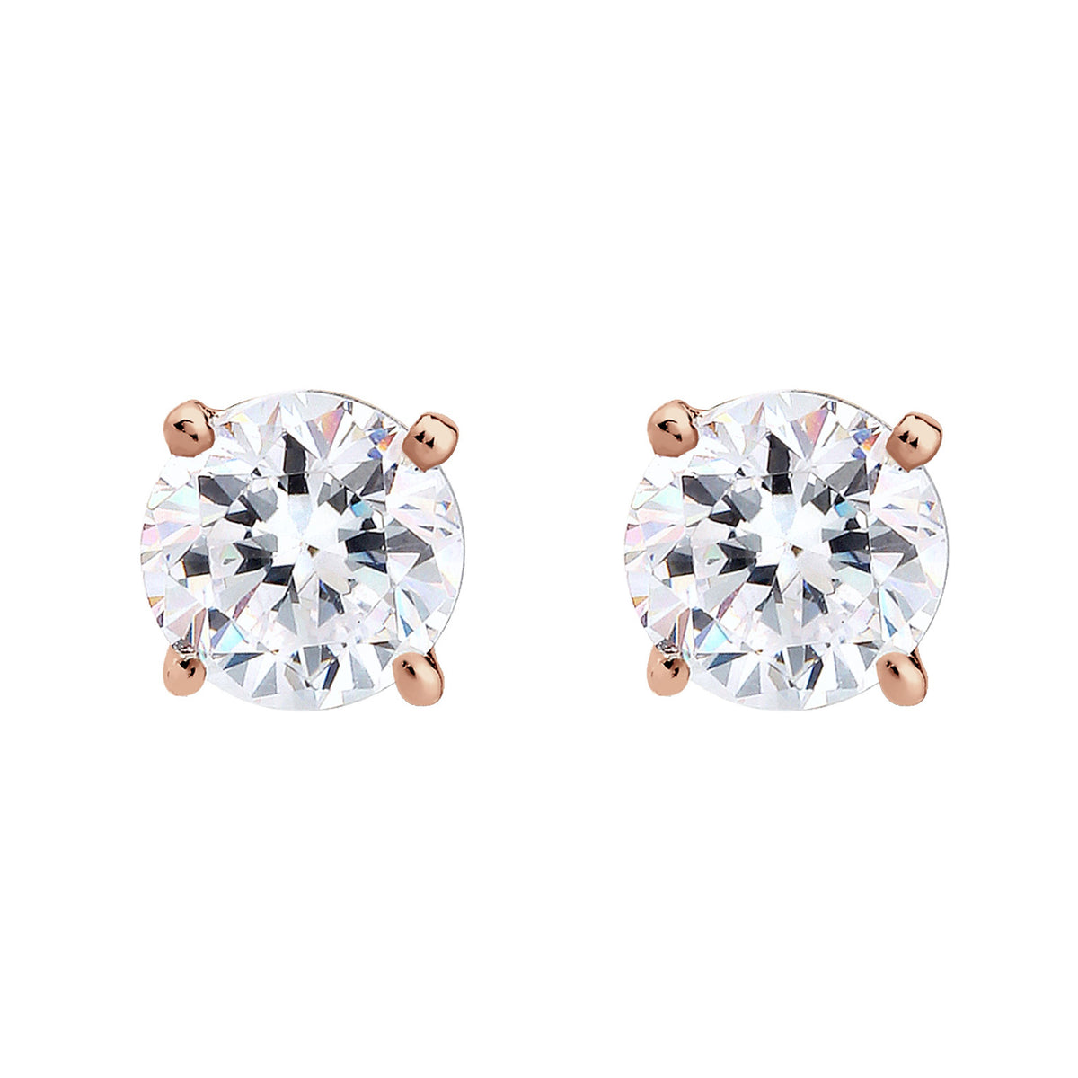Roségold - Elli | Ohrstecker | Kristall ( Weiß ) | 925 Sterling Silber Rosegold
