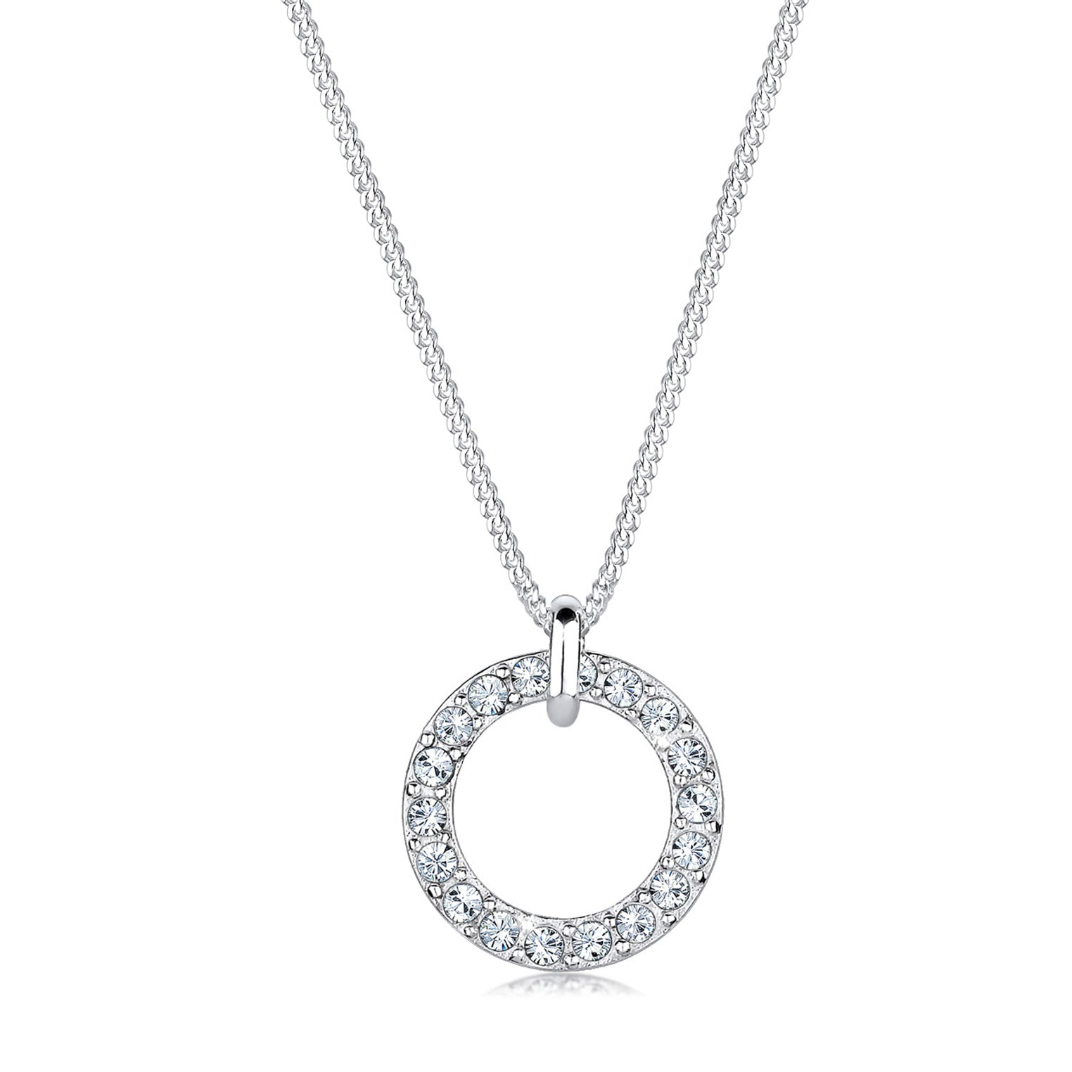 Weiß - Elli | Halskette Kreis | Kristall ( Weiß ) | 925er Sterling Silber