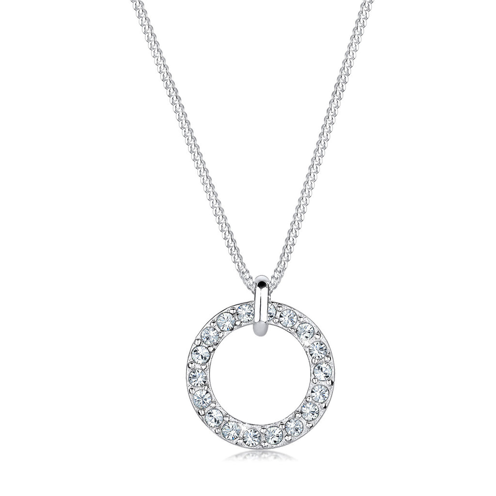 Weiß - Elli | Halskette Kreis | Mit Kristallen von Swarovski® (Weiß) | 925er Sterling Silber
