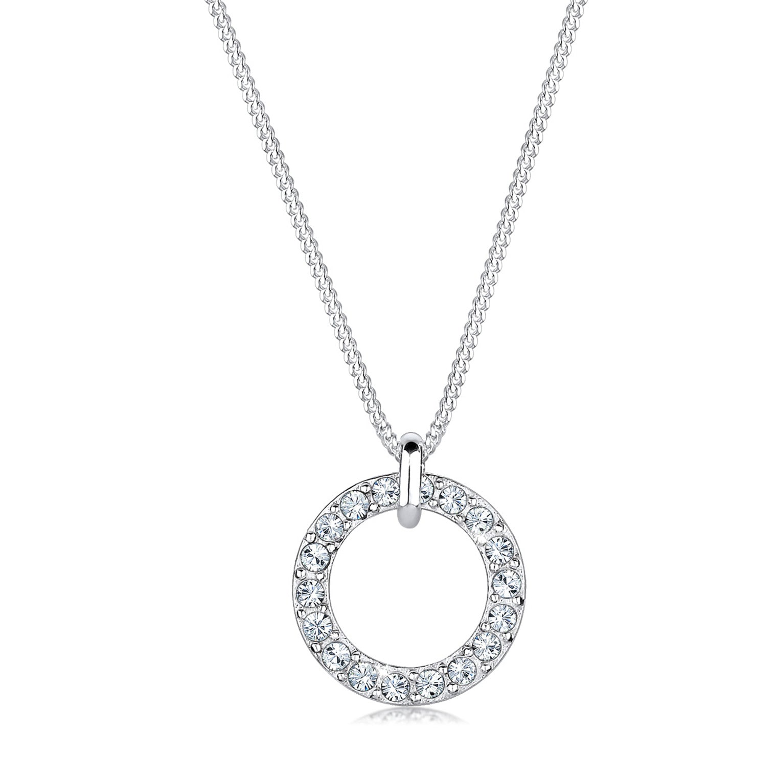 Weiß - Elli | Halskette Kreis | Mit Kristallen von Swarovski® (Weiß) | 925er Sterling Silber