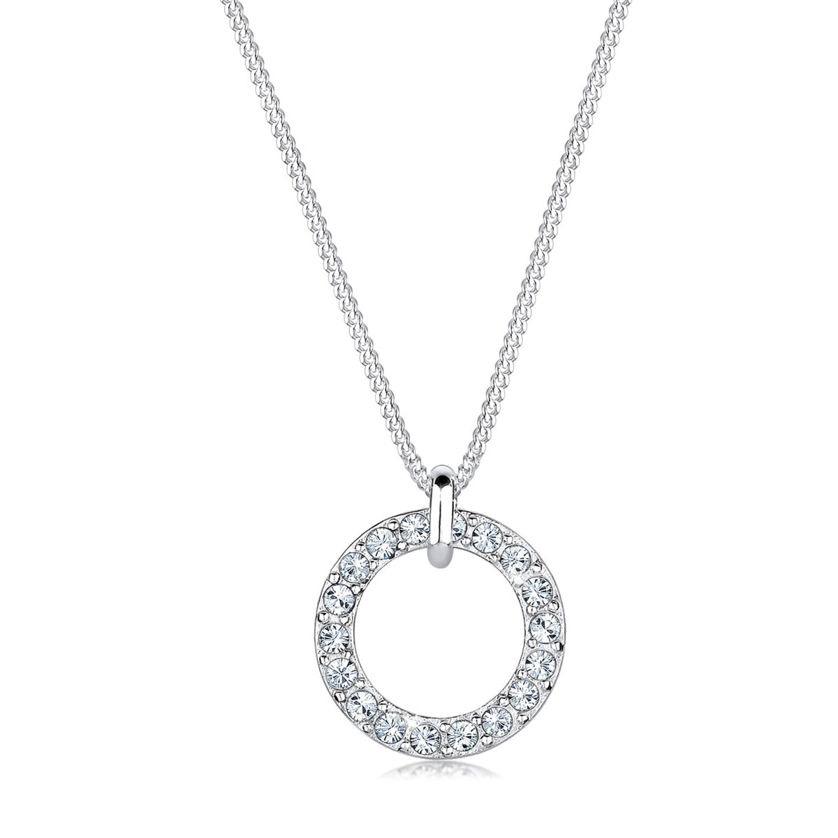 Weiß - Elli | Halskette Kreis | Mit Kristallen von Swarovski® (Weiß) | 925er Sterling Silber