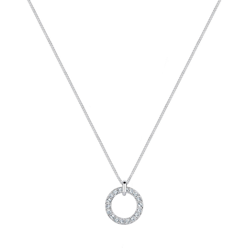 Weiß - Elli | Halskette Kreis | Mit Kristallen von Swarovski® (Weiß) | 925er Sterling Silber