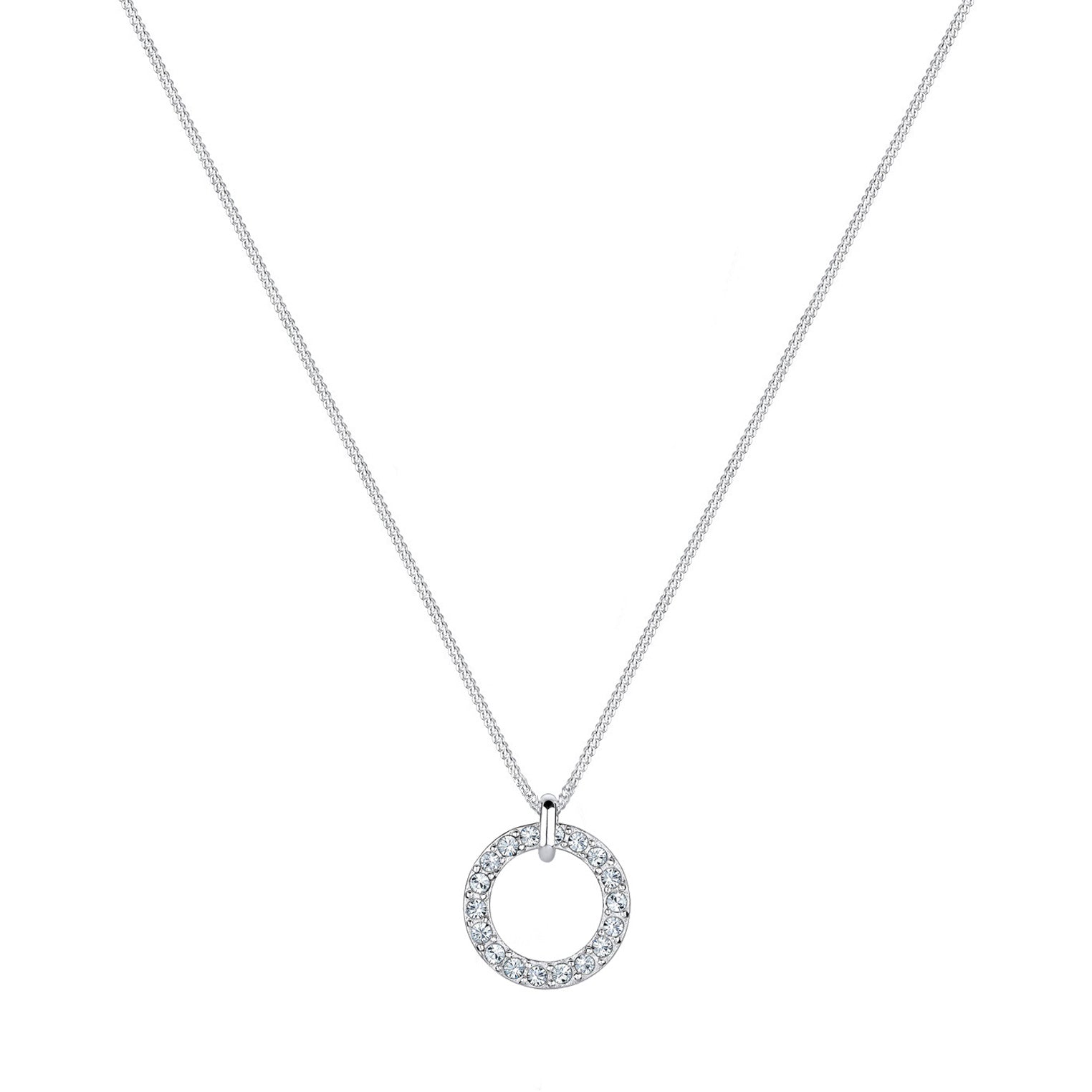 Weiß - Elli | Halskette Kreis | Mit Kristallen von Swarovski® (Weiß) | 925er Sterling Silber