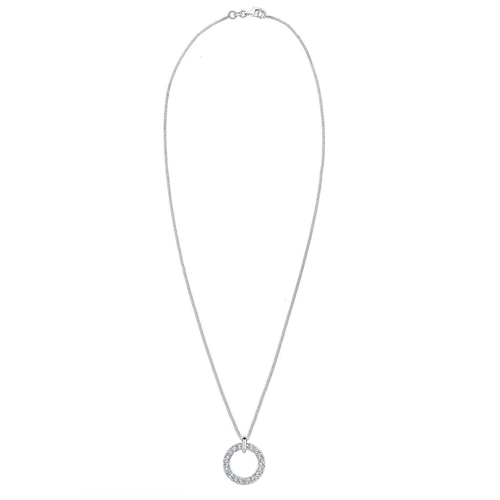 Weiß - Elli | Halskette Kreis | Mit Kristallen von Swarovski® (Weiß) | 925er Sterling Silber