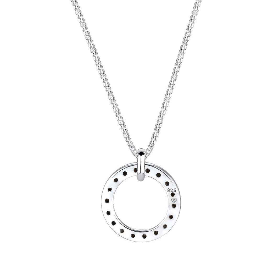 Weiß - Elli | Halskette Kreis | Mit Kristallen von Swarovski® (Weiß) | 925er Sterling Silber