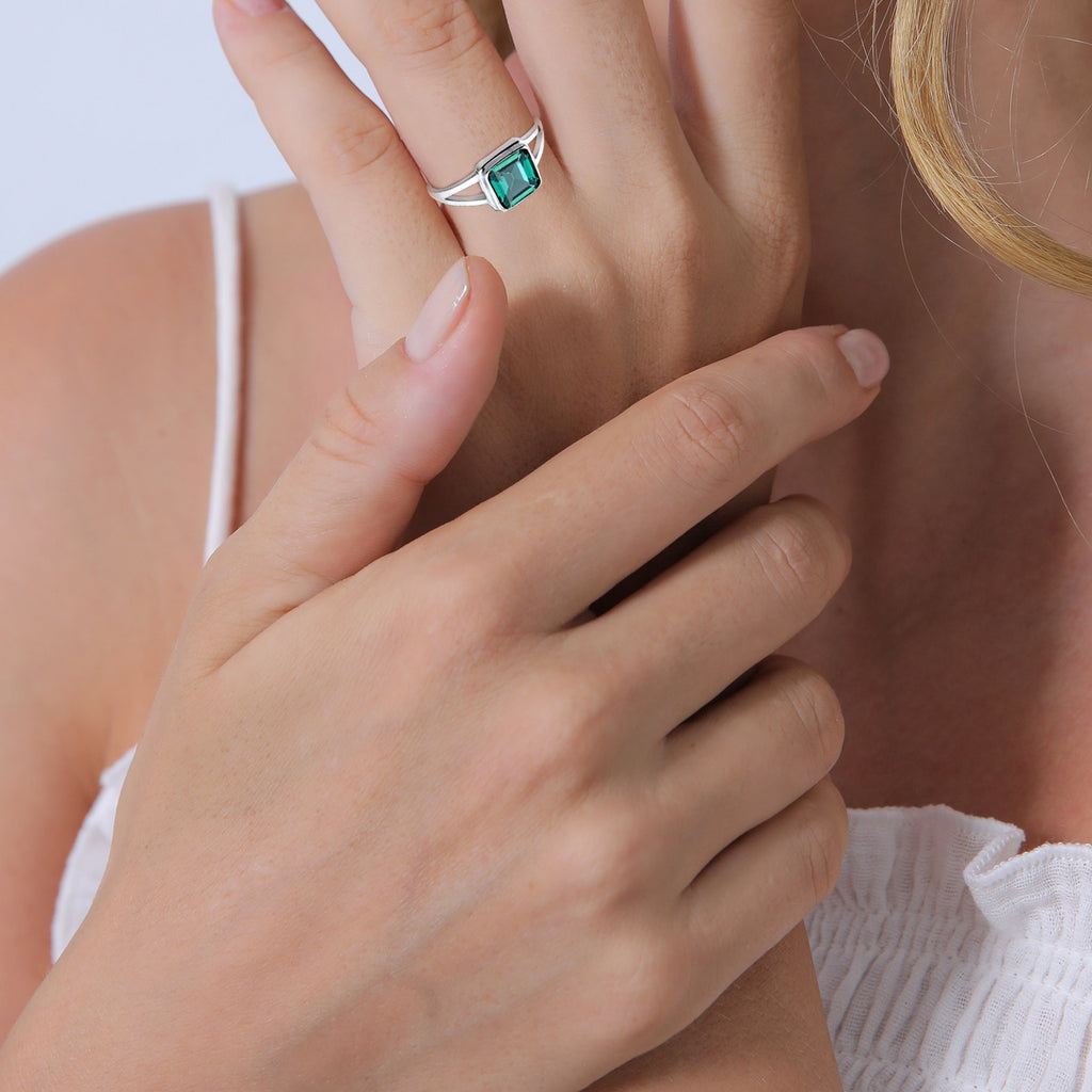 Silber - Elli | Ring | Quarz ( Grün ) | 925er Sterling Silber