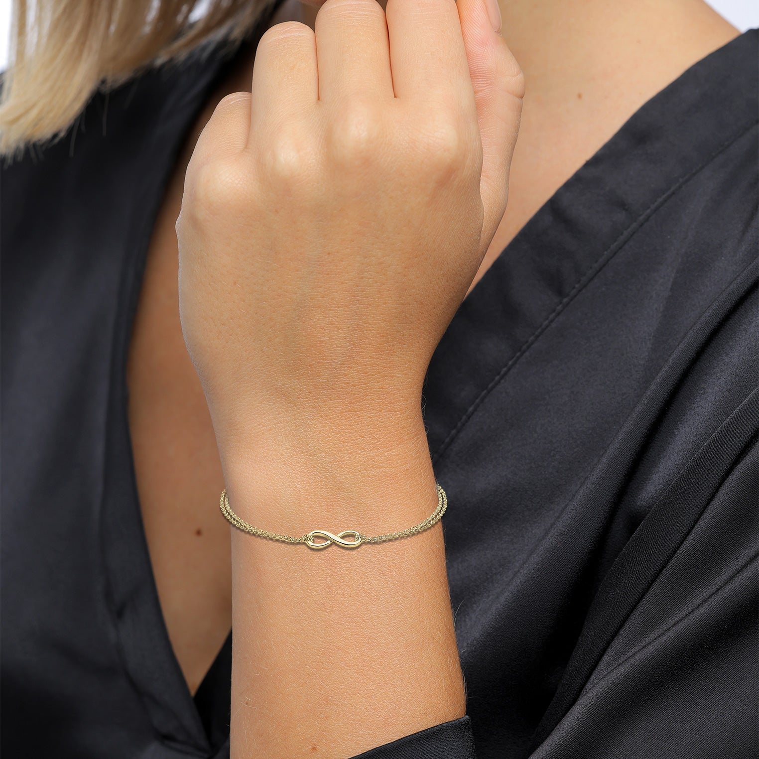 Gold - Elli PREMIUM | Armband Infinity | 375 Gelbgold