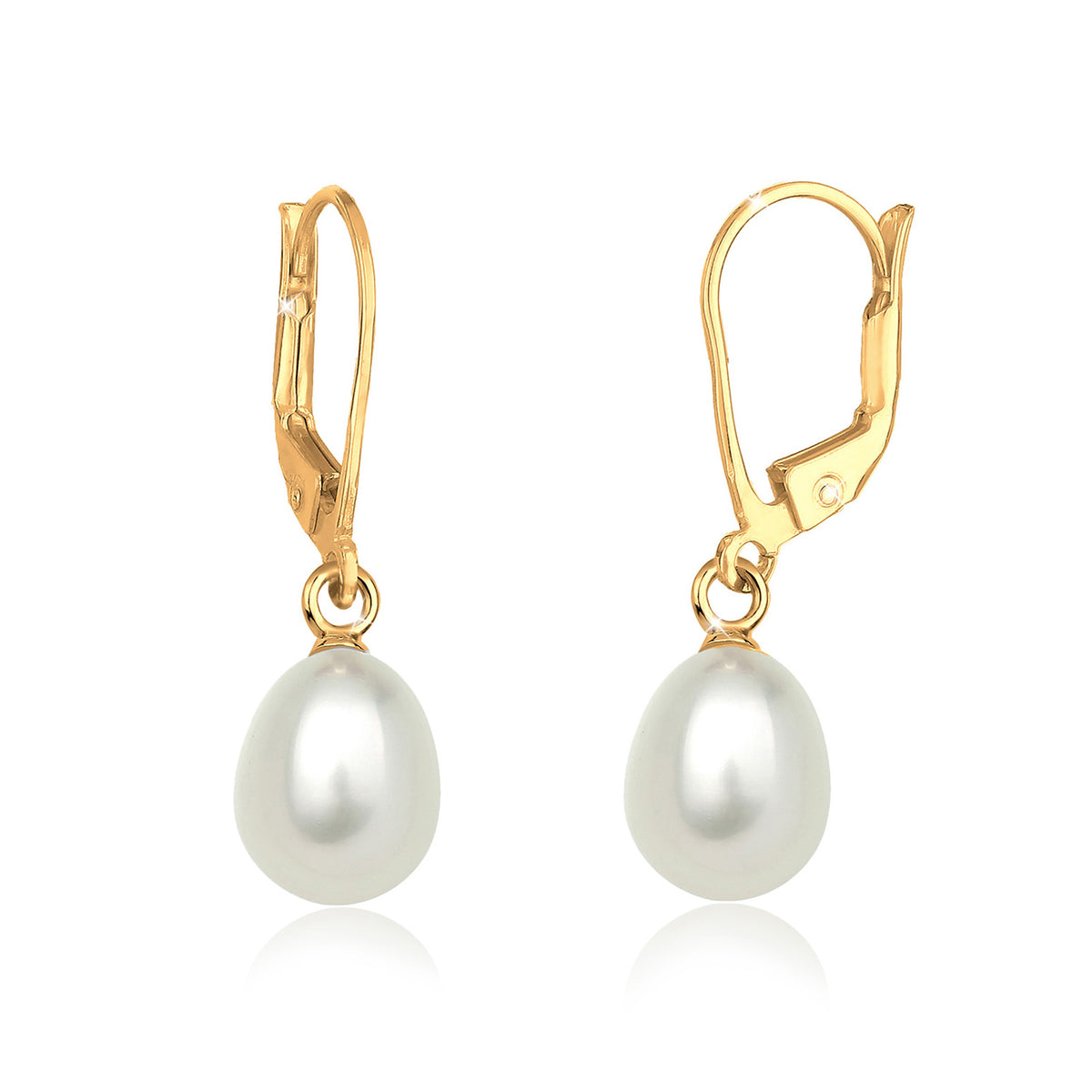 Gold - Elli | Ohrhänger | Süßwasserperle | 925 Sterling Silber vergoldet