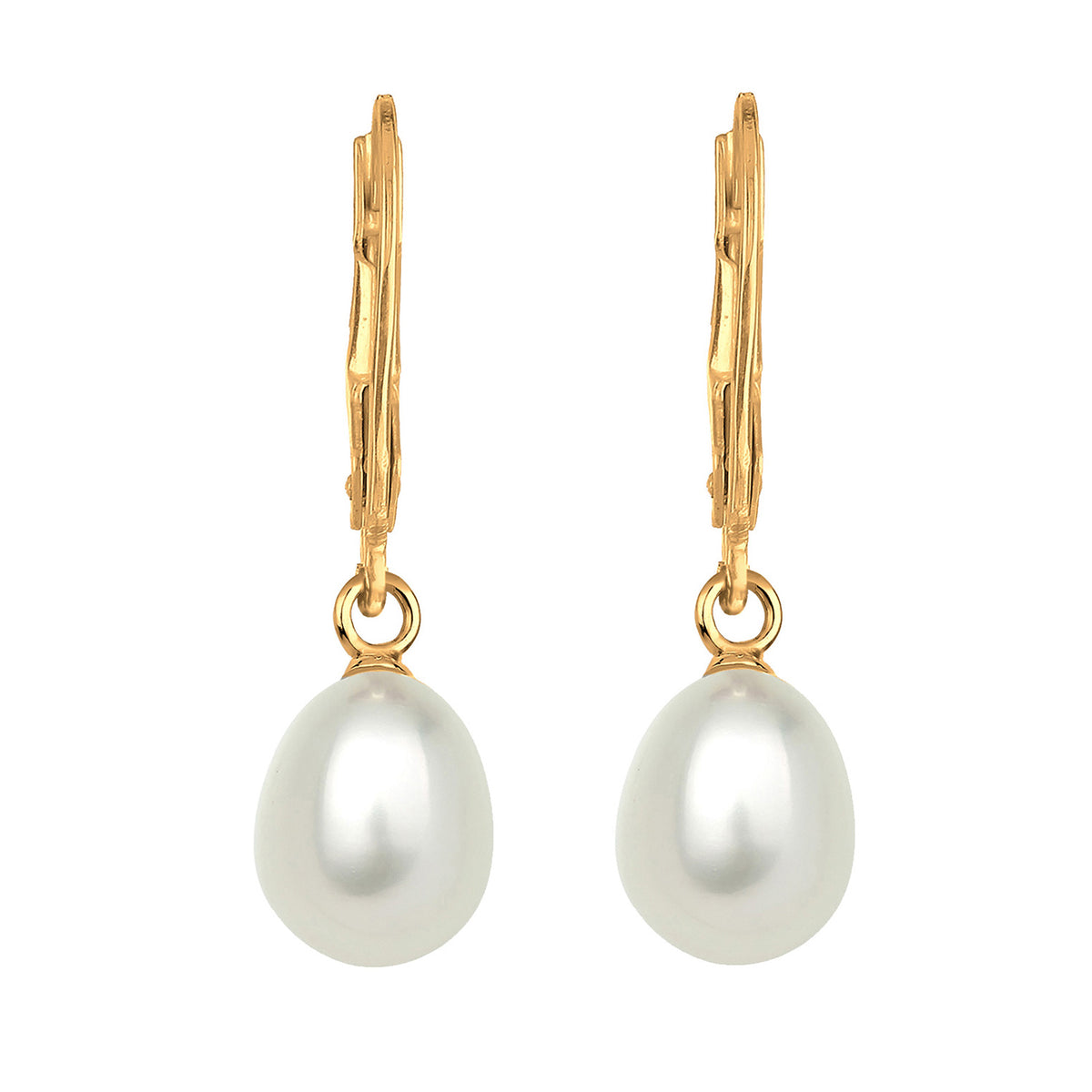 Gold - Elli | Ohrhänger | Süßwasserperle | 925 Sterling Silber vergoldet