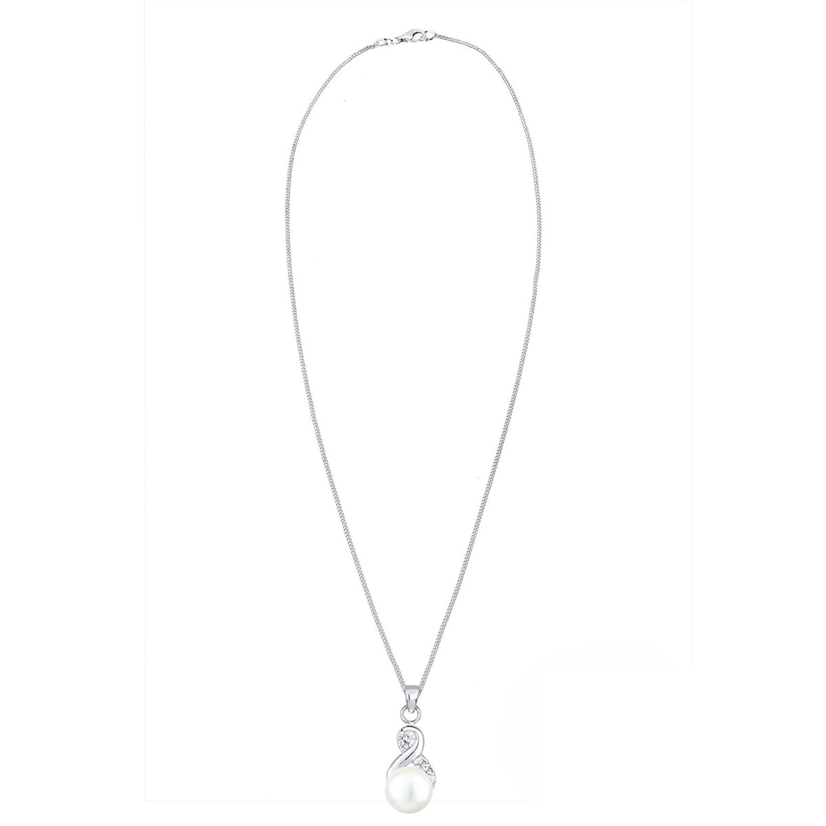 Weiß - Elli | Halskette Infinity | Süßwasserperle, Kristall (Weiß) | 925er Sterling Silber